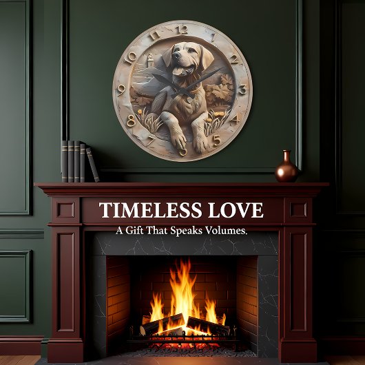 Loyal Labrador Sculpted Stone Style Große Wanduhr