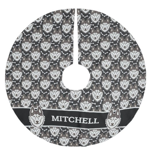 Loyal Siberian Husky Arctic Sled Dog Pet Puppy Polyester Weihnachtsbaumdecke (Vorderseite)