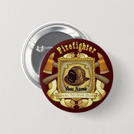 Loyal to Duty Shield Firefighter-Button Button (Vorne & Hinten)