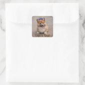 Loyal und Royal Corgi Puppy Quadratischer Aufkleber (Tasche)