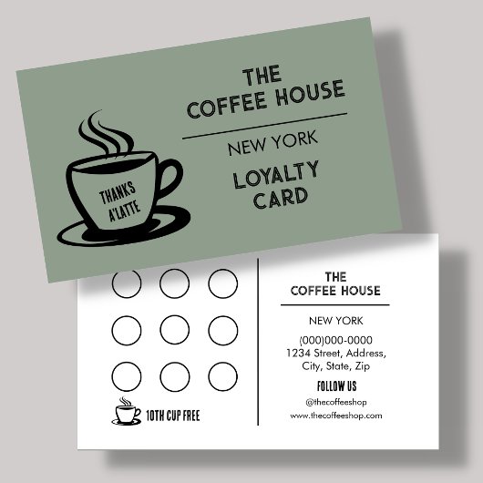 Loyalcard "Sage Green Coffee Shop" Visitenkarte