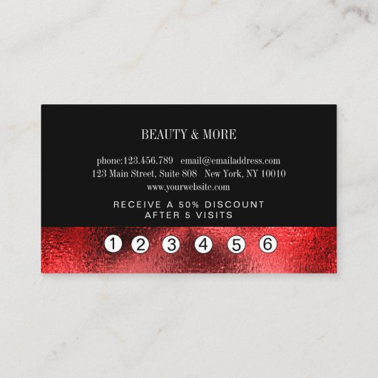 Loyalität 5 Nails Lashes Beauty Visitenkarte (Rückseite)