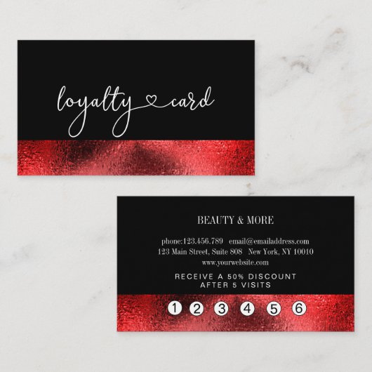Loyalität 5 Nails Lashes Beauty Visitenkarte (Vorne/Hinten)