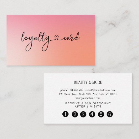 Loyalität 5 Nails Lashes Business Card Visitenkarte (Vorne/Hinten)