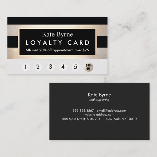 Loyalität 6 Besuch Punch Gold und Black Strip Treuekarte (Vorne/Hinten)