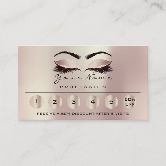 Loyalität 6 Makeup Eyebrow Eyes Lashes Glitzer Ros Visitenkarte (Vorderseite)