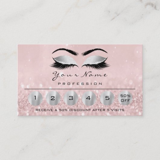 Loyalität 6 Makeup Eyebrow Eyes Lashes Rose Silber Visitenkarte (Vorderseite)