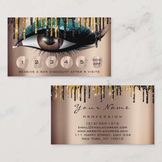 Loyalität 6 Makeup Makeup Eyelash Gold Aquamarine Visitenkarte (Vorne/Hinten)