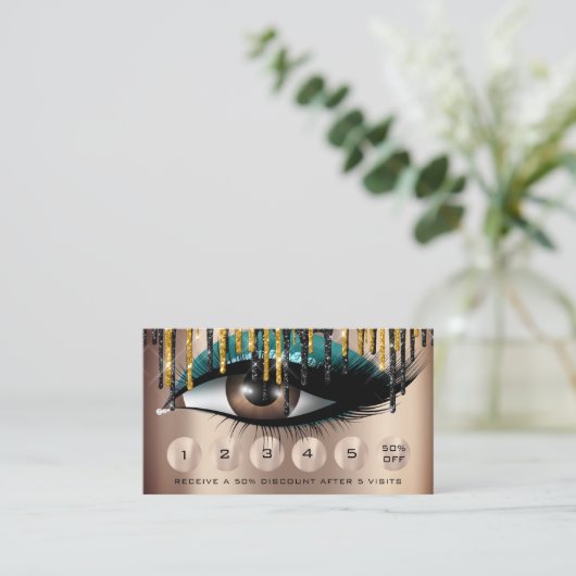 Loyalität 6 Makeup Makeup Eyelash Gold Aquamarine Visitenkarte (Stehend Vorderseite)