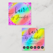 Loyalität 6 Punches Hair Lash Makeup Rainbow Pink Quadratische Visitenkarte (Vorne/Hinten)