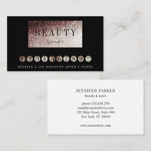 Loyalität 9 Nails Lashes Beauty Visitenkarte (Vorne/Hinten)