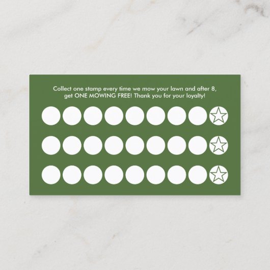 Loyalität beim Rasenmähen Treuekarte (Rückseite)