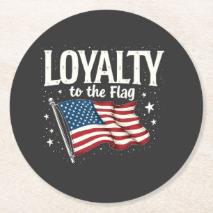 Loyalität zu den Flag USA zum Veteranentag Runder Pappuntersetzer