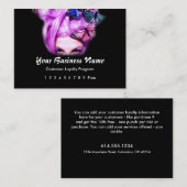 Loyalitäts-Karte:: Lila Haar-Schmetterlings-Dame Treuekarte (Vorne/Hinten)