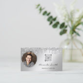 Loyalitätskarte 10 Punch Crown Silver QR Logo Foto Visitenkarte (Stehend Vorderseite)