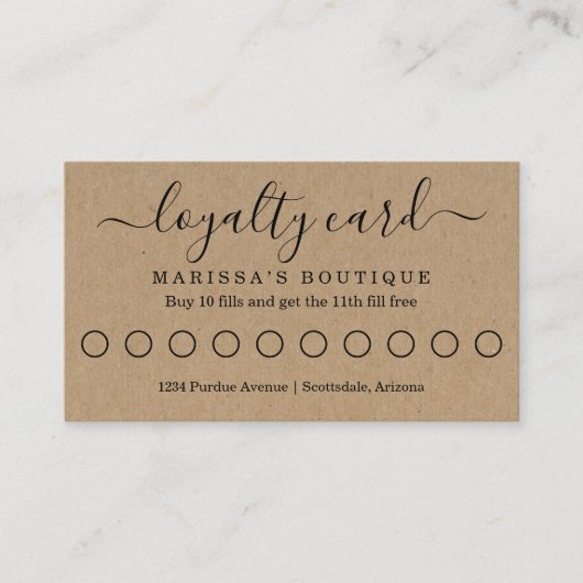 Loyalitätskarte/Bonuskarte Visitenkarte (Vorderseite)