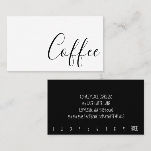 Loyalitätskarte für den Loyalitätscoffee-Punch Treuekarte (Vorne/Hinten)