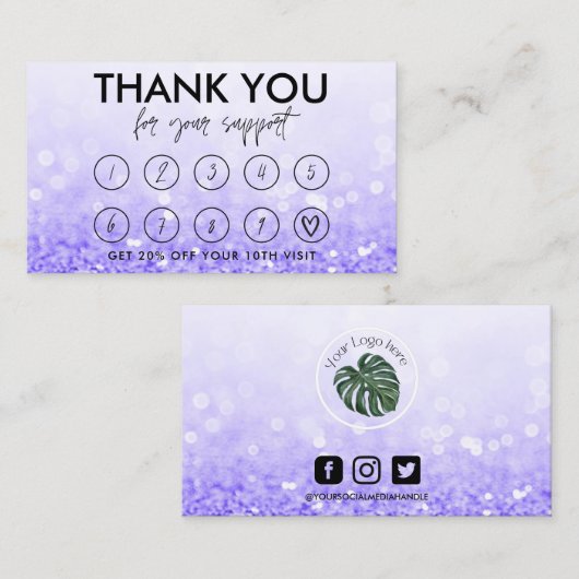 Loyalitätskarte für lila Makeup-Haarlogos Visitenkarte (Vorne/Hinten)