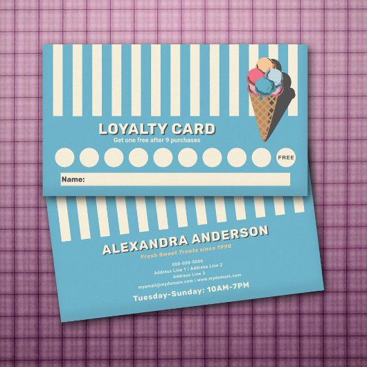 Loyalitätskarte für Vintage Eiscreme Visitenkarte