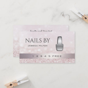 Loyalitätskarte glittery bokeh helle Nagellack Treuekarte