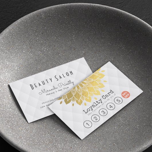 Loyalitätskarte Gold Blütenweißes Lederhaar Makeup Treuekarte