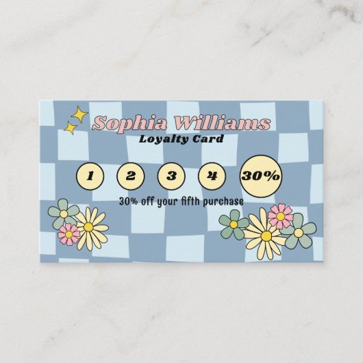 Loyalitätskarte Retro Blue Schachbrett Business Di Treuekarte (Vorderseite)