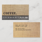 Loyalitätskarte | Rustikaler Burlap & Wood-Kaffee Treuekarte (Vorne/Hinten)