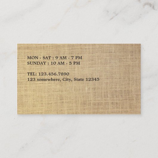 Loyalitätskarte | Rustikaler Burlap & Wood-Kaffee Treuekarte (Rückseite)