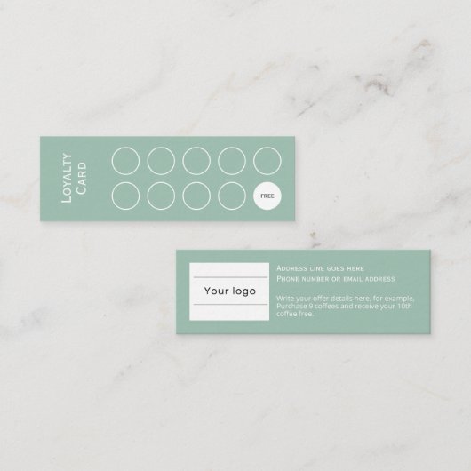 Loyalitätskarte, sauber und einfach, sage grün treuekarte (Vorne/Hinten)