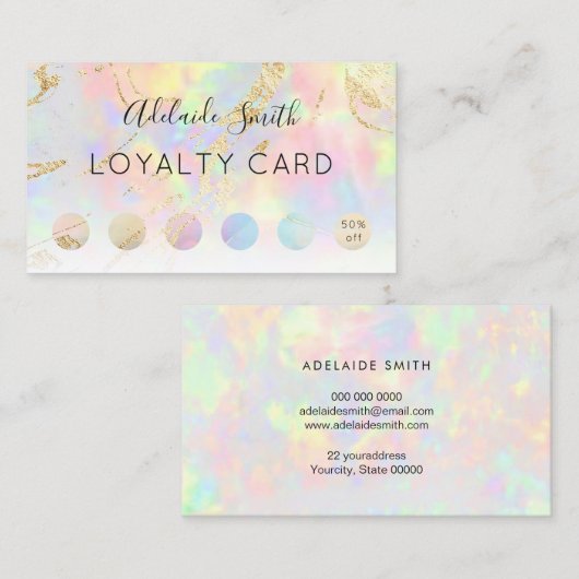 Loyalitätskarten-Imitate irisierende Opal Visitenkarte (Vorne/Hinten)