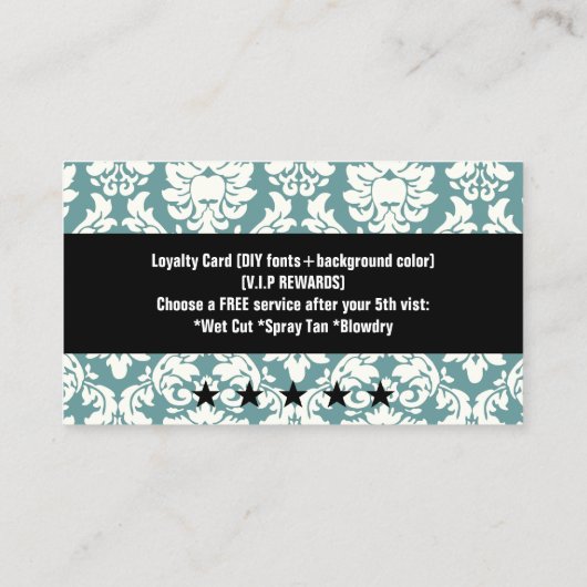 Loyalitätskarten von PixDezines/vielailles Damask Treuekarte (Rückseite)