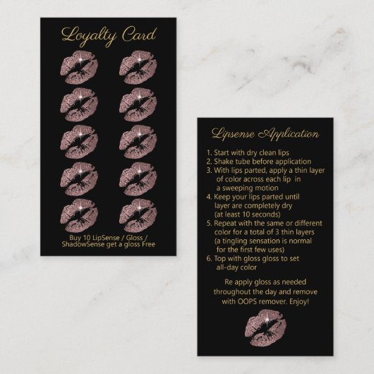 Loyalitätsträgerkarte - Rose Glitzer Treuekarte (Vorne/Hinten)