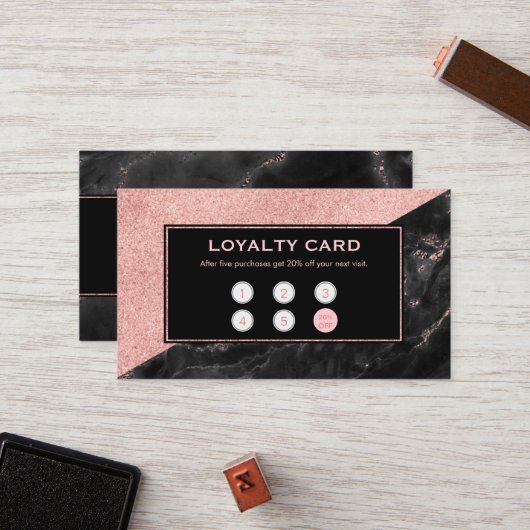 Loyality Card Rose Gold Marbella Salon Custom Treuekarte (Vorderseite/Rückseite Beispiel)