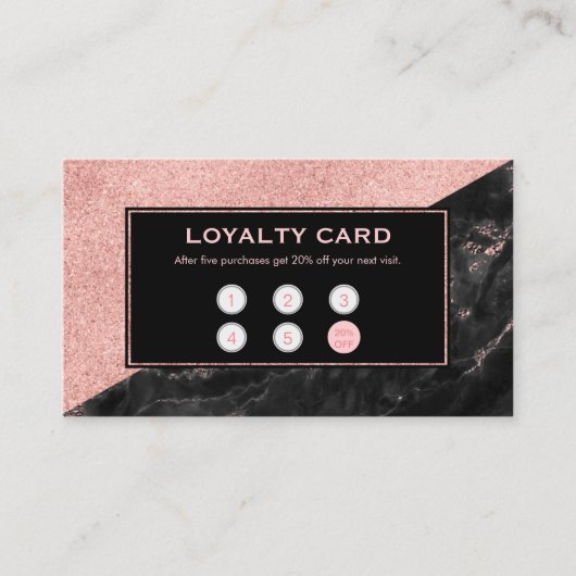 Loyality Card Rose Gold Marbella Salon Custom Treuekarte (Vorderseite)