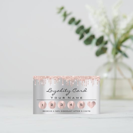 Loyaliy 6 Esthetician Rose Tropfens Gray Heart Las Visitenkarte (Stehend Vorderseite)