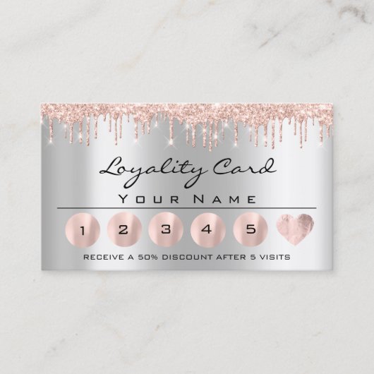 Loyaliy 6 Esthetician Rose Tropfens Gray Heart Las Visitenkarte (Vorderseite)