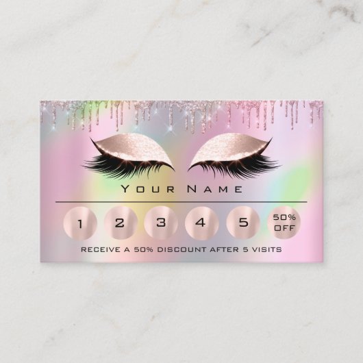 Loyaliy 6 Makeup Esthetician Eyelash Rose Holograp Visitenkarte (Vorderseite)