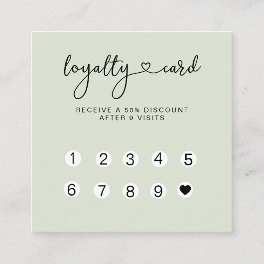 Loyalty 10 Nails Lashes Business Card Quadratische Visitenkarte (Rückseite)