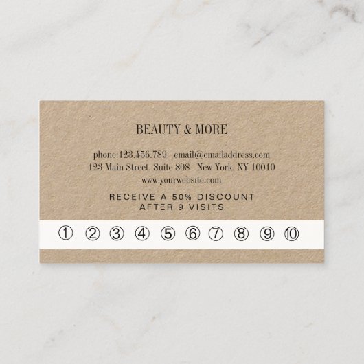 Loyalty 10 Nails Lashes Visitenkarte (Rückseite)