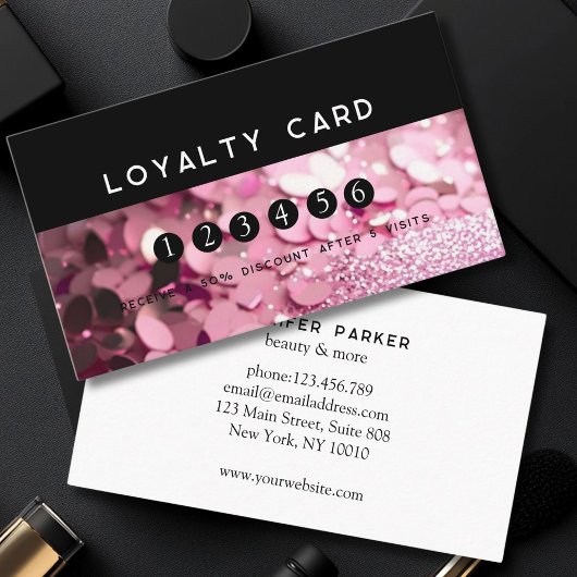 Loyalty 5 Nails Lashes Glitzer Visitenkarte