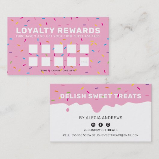 LOYALTY BELOHNT niedlichen Zuckerguss Tropfen Spri Treuekarte (Vorne/Hinten)