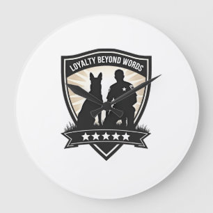 Loyalty Beyond Words Vintage K9 Polizeiabzeichen V Große Wanduhr