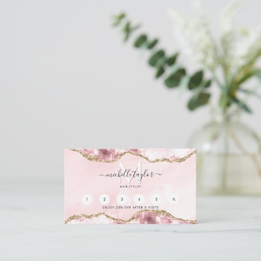 Loyalty Blush Pink Chic Modernes Monogram Business Visitenkarte (Stehend Vorderseite)