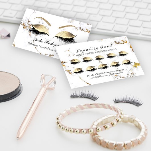 Loyalty Card 10 Makeup Artist Lashes Gold Treuekarte