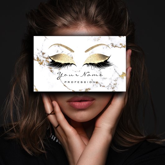 Loyalty Card 10 Makeup Lash Extension Marble Gold Treuekarte