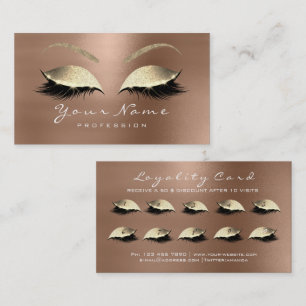 Loyalty Card 10 Makeup Lashes Coffe Gold Treuekarte