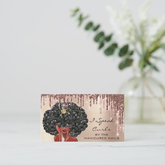 Loyalty Card 10 Punch Curly Friseur Girl Visitenkarte (Stehend Vorderseite)