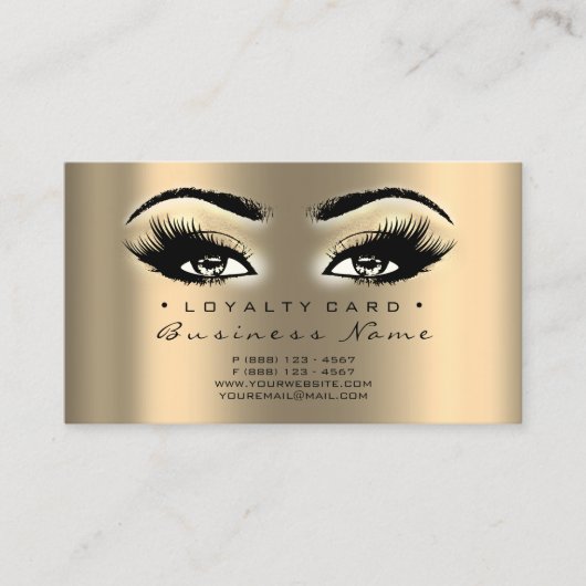 Loyalty Card 6 Beauty Lashes Gold Makeust Künstler Treuekarte (Vorderseite)
