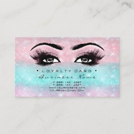 Loyalty Card 6 Beauty Salon Lashes Pink Ocean Blue Treuekarte