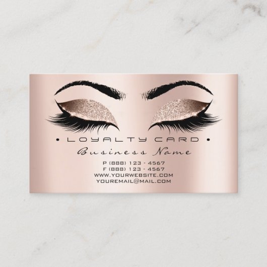 Loyalty Card 6 Beauty Salon Lashes Rose Treuekarte (Vorderseite)